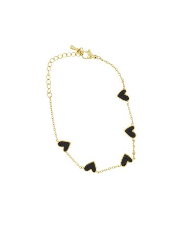 Zusss Zusss | Armband met hartbedel black/gold