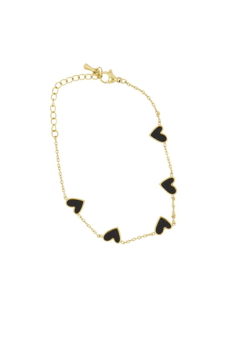 Zusss Zusss | Armband met hartbedel black/gold