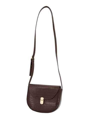 Zusss Zusss | Schoudertasje croco gouden sluiting chocoladebruin