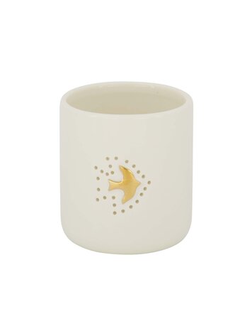 Zusss Zusss | Waxinelichthouder keramiek vogeltje wit/goud