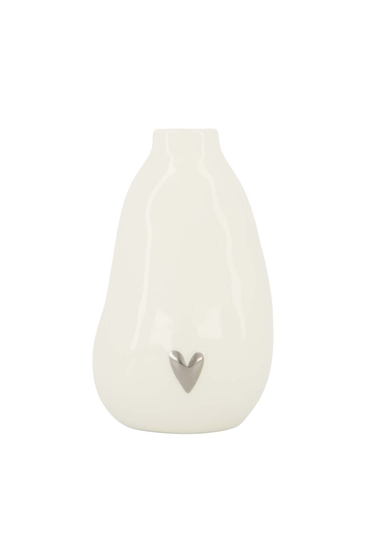 Zusss Zusss | Vaas keramiek hartje wit/zilver