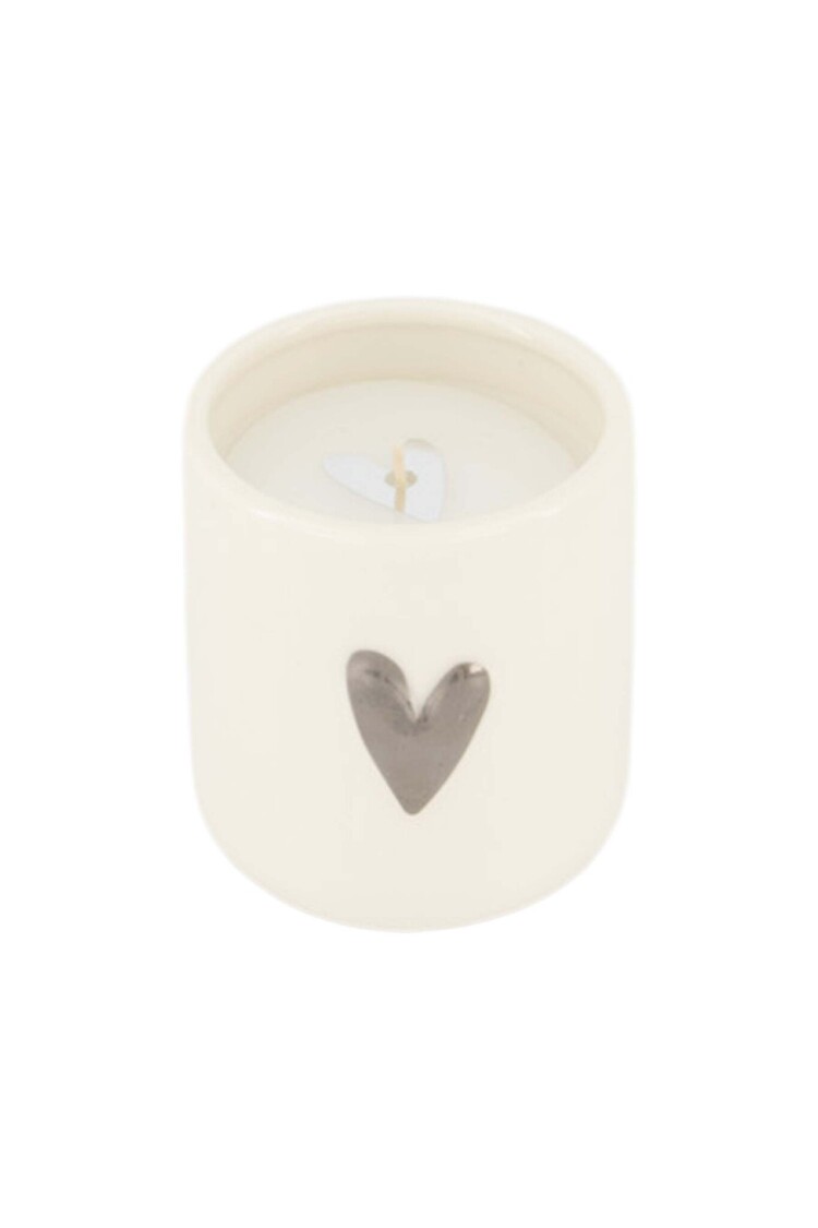 Zusss Zusss | Geurkaarsje keramiek hartje wit/zilver