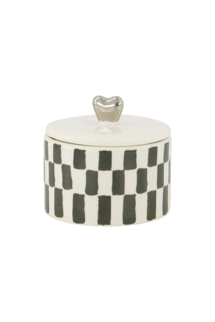 Zusss Zusss | Geurkaars keramiek met deksel zilver hartje grijsblauw