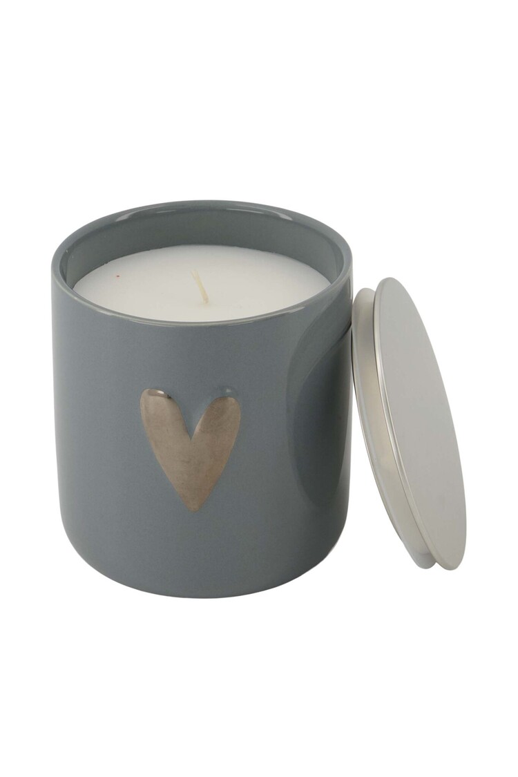 Zusss Zusss | Geurkaars keramiek zilver hartje grijsblauw