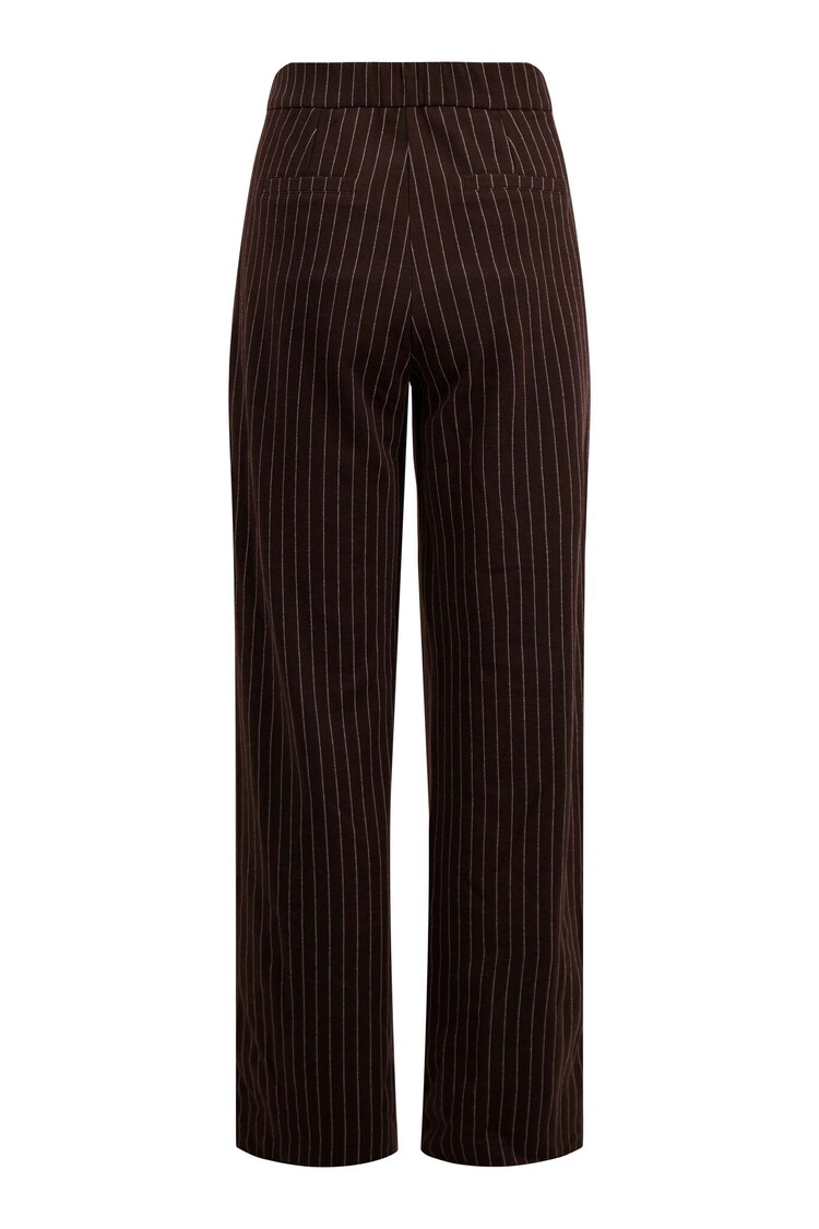 Zusss Zusss | Broek met krijtstreep chocoladebruin