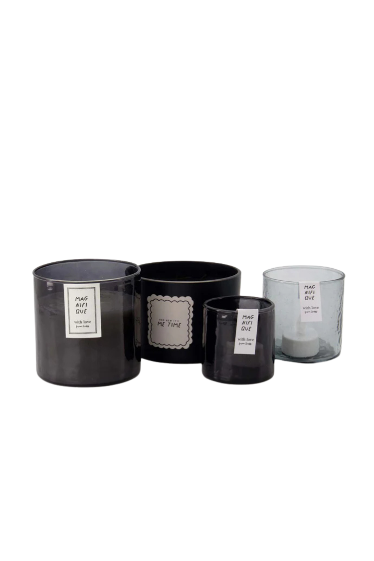 Zusss Zusss | Waxinelichthouder hammered glas M grijsblauw