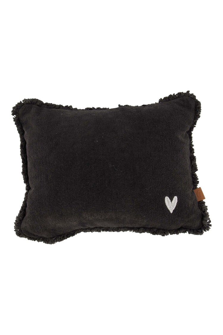 Zusss Zusss | Kussen velvet zilver hartje 35x25cm antracietgrijs