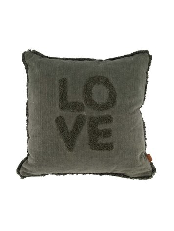 Zusss Zusss | Kussen velvet love 45x45cm donkergroen