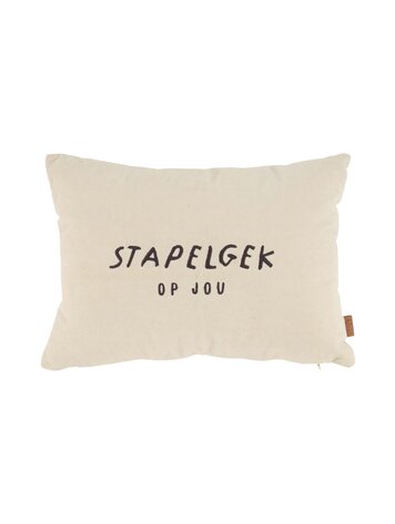 Zusss Zusss | Kussen corduroy stapelgek 35x25cm zand/antracietgrijs