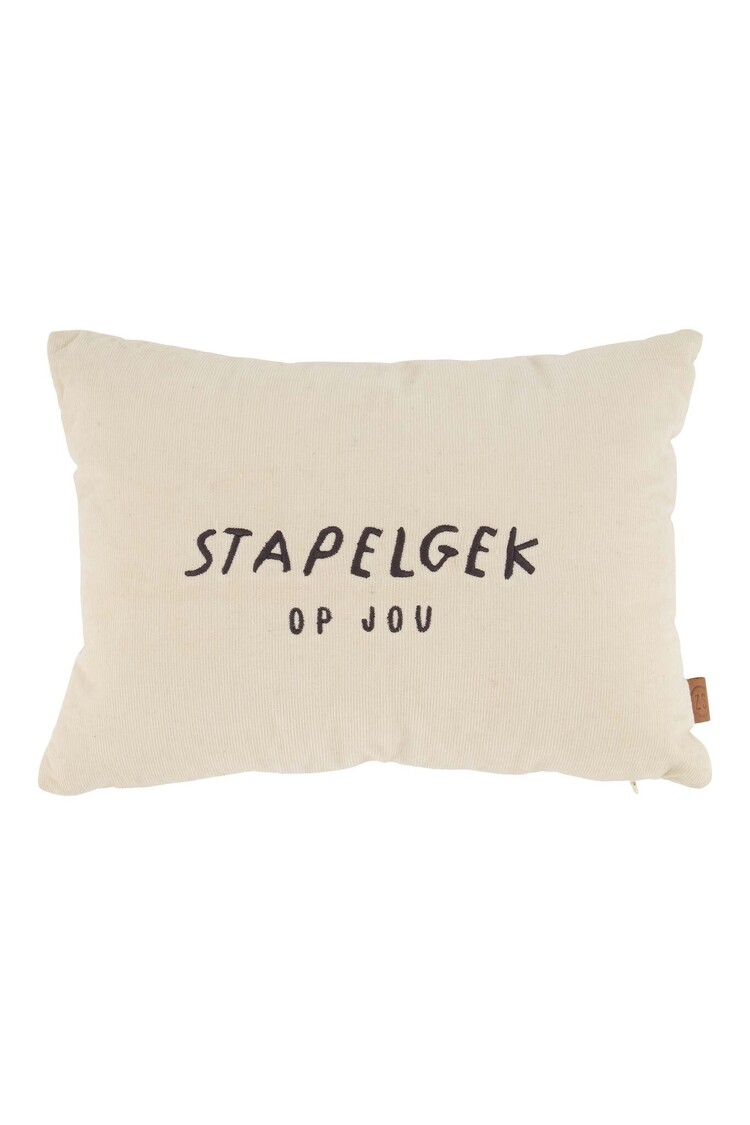 Zusss Zusss | Kussen corduroy stapelgek 35x25cm zand/antracietgrijs