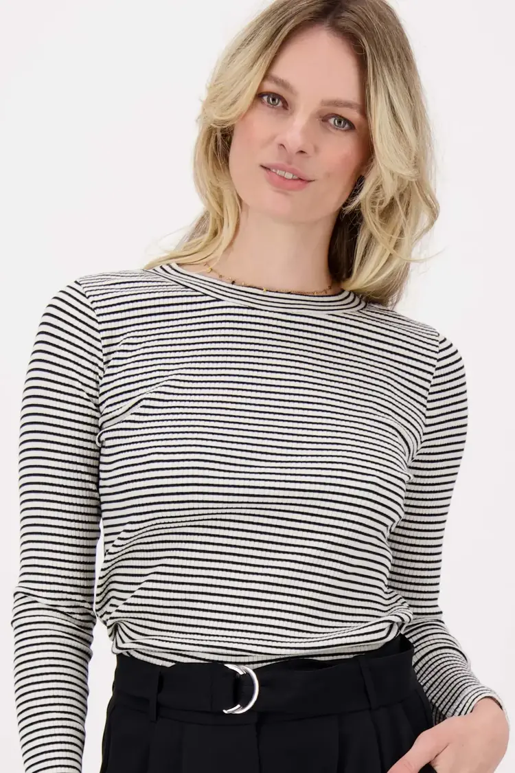 Zusss Zusss | Top rib met streep zwart