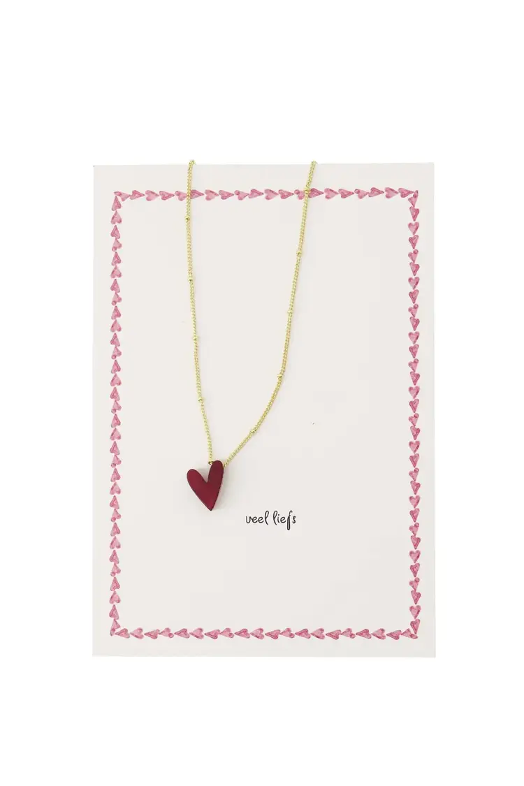 Zusss Zusss | Ansichtkaart met ketting hartje rood