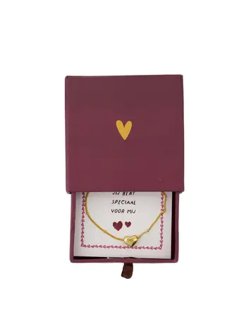 Zusss Zusss | Armband hartje in schuifdoosje Speciaal rood