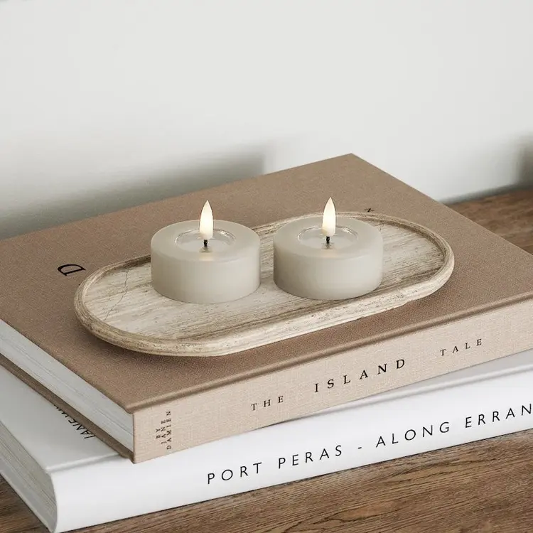 Deluxe Homeart Deluxe Homeart | LED Kaars jumbo theelicht sand 6.1x5.5cm (2stuks)