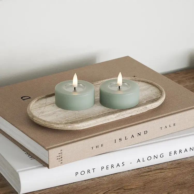 Deluxe Homeart Deluxe Homeart | LED theelicht jumbo saliegroen | 2stuks