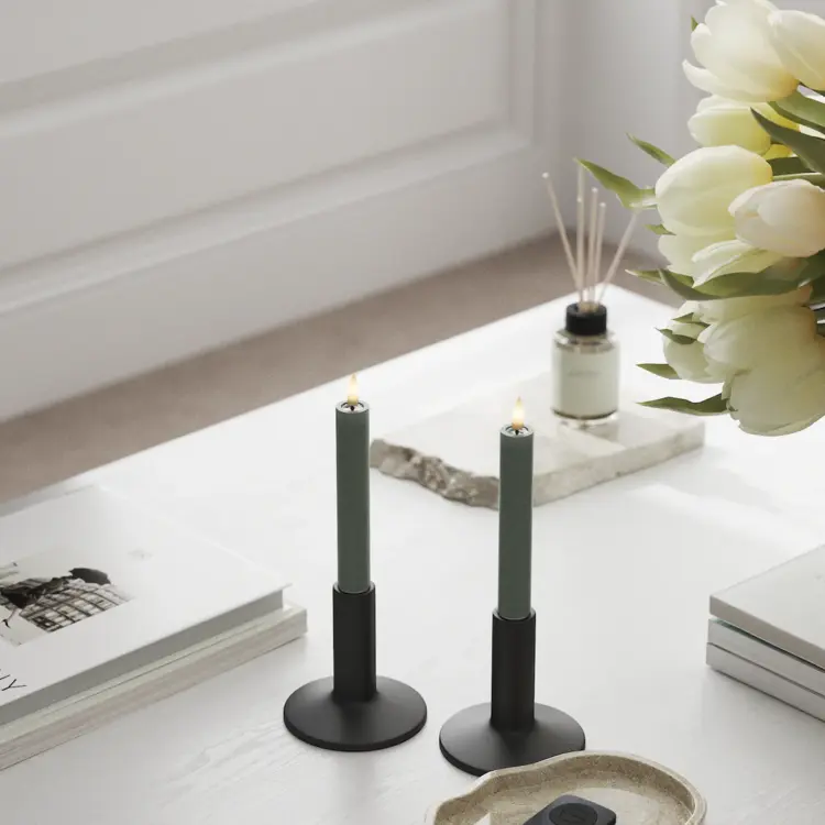 Deluxe Homeart Deluxe Homeart | LED dinerkaars saliegroen 15cm | 2stuks