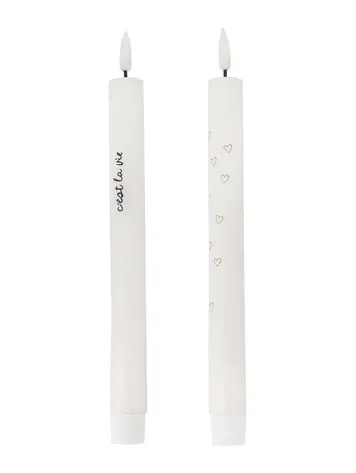 Zusss Zusss | Set van 2 ledkaarsen c'est la vie wit/zwart