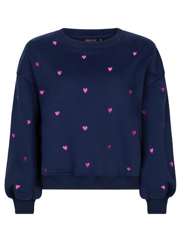 Ydence | Sweater hearts navy/fuchsia purple