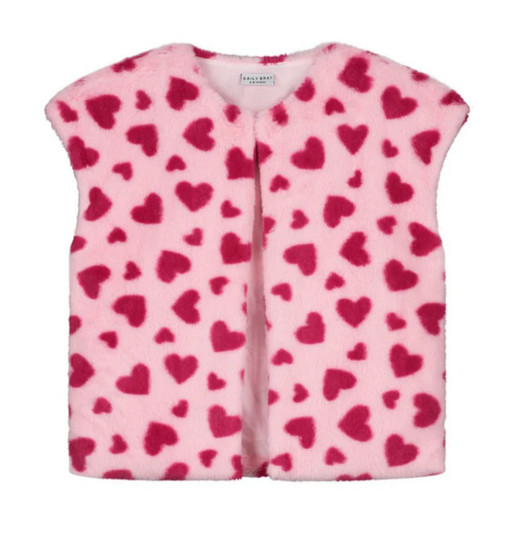 Daily Brat Daily Brat | Gilet teddy hartjes pink