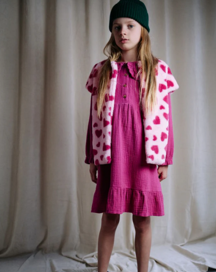 Daily Brat Daily Brat | Gilet teddy hartjes pink