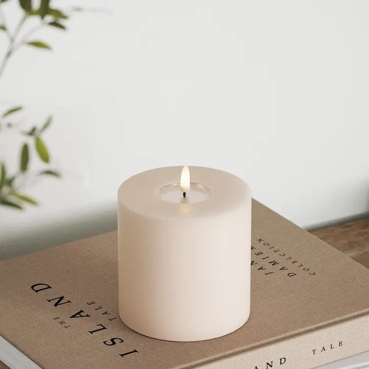 Deluxe Homeart Deluxe Homeart | LED Kaars taupe/roze 10x10cm