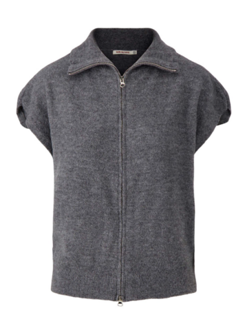 Zusss Zusss | Mouwloos vestje rits antracietgrijs