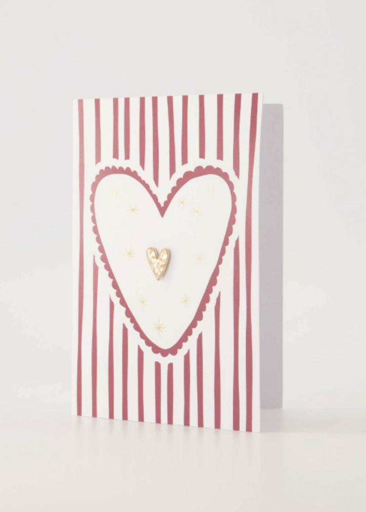 Zusss Zusss | Wenskaart broche hartje strepen