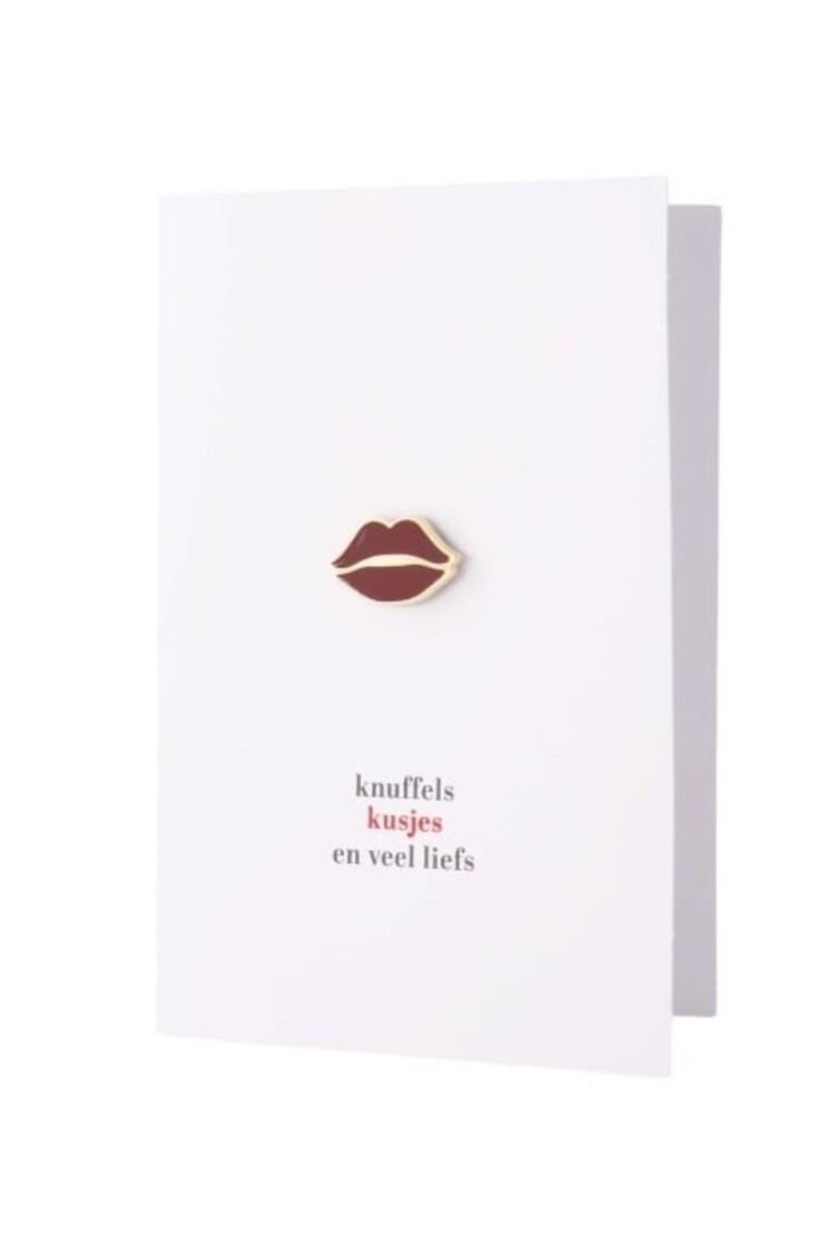 Zusss Zusss | Wenskaart magneet kusje wit/rood