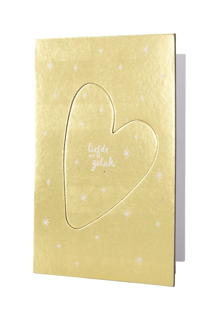 Zusss Zusss | Wenskaart kersthanger hartje liefde en geluk goud
