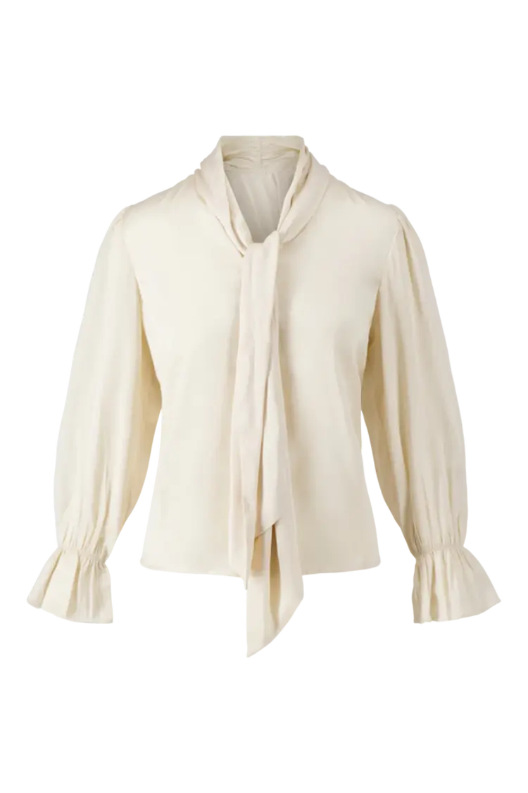 Zusss Zusss | Satijnen top met strik beige