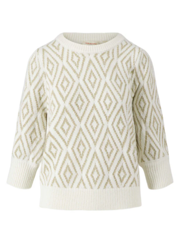 Zusss Zusss | Trui met pofmouw lurex nordic jacquard