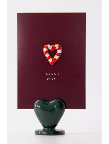 Zusss Zusss | Kaartenstandaard keramiek hartje donkergroen