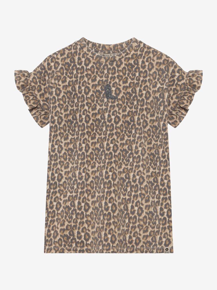Daily7 Daily7 | T-shirt jurk Leopard sandshell
