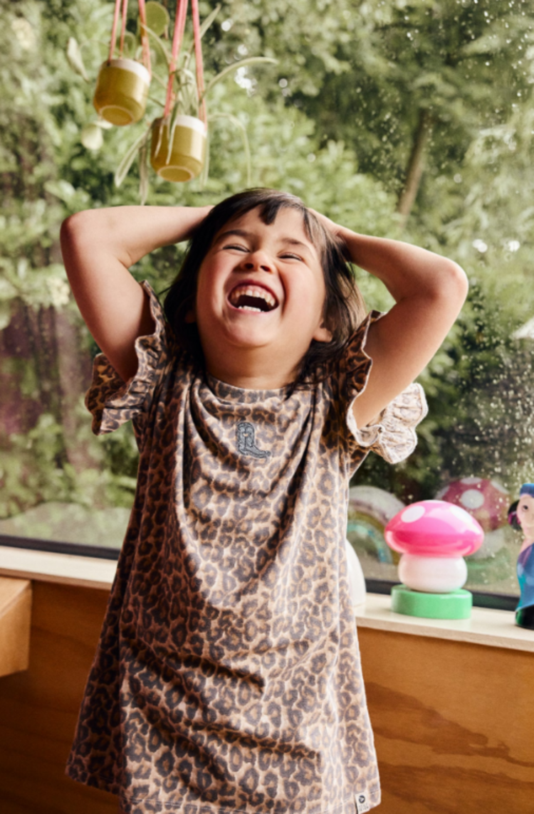 Daily7 Daily7 | T-shirt jurk Leopard sandshell