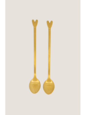 Zusss Zusss | Lange lepels hartje goud | set van 2