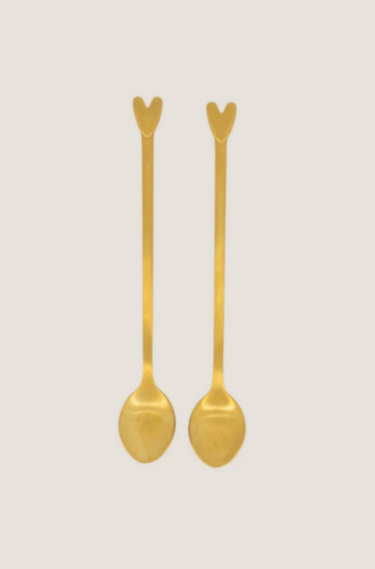 Zusss Zusss | Lange lepels hartje goud | set van 2