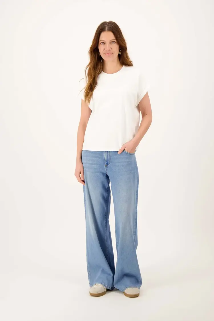 Zusss Zusss | T-shirt met opgerolde mouw en print