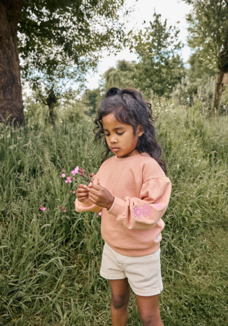 Daily7 Daily7 | Sweater Embroidery sleeve dusty coral