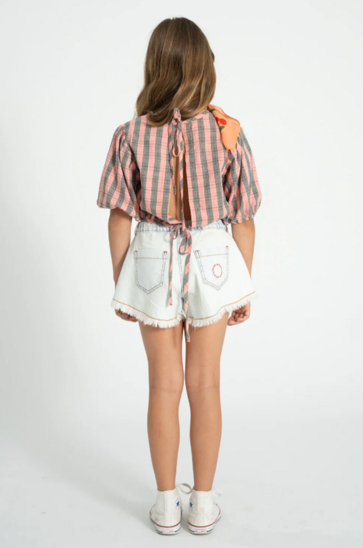 Piupiuchick Piupiuchick | Short fringes washed blue denim