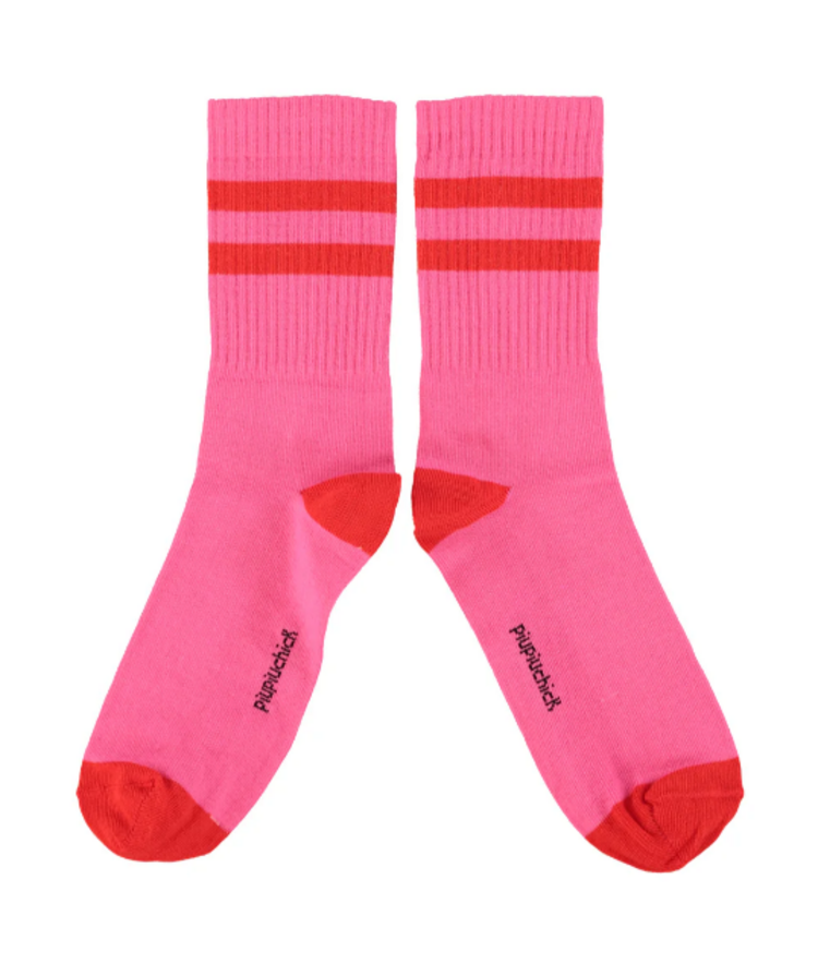 Piupiuchick Piupiuchick | Sokken pink red stripes 8Y