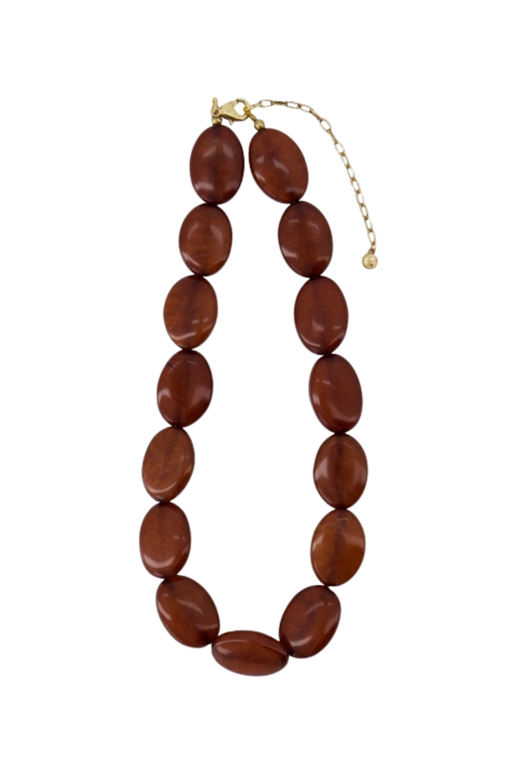 Zusss Zusss | Ketting van platte kralen brown