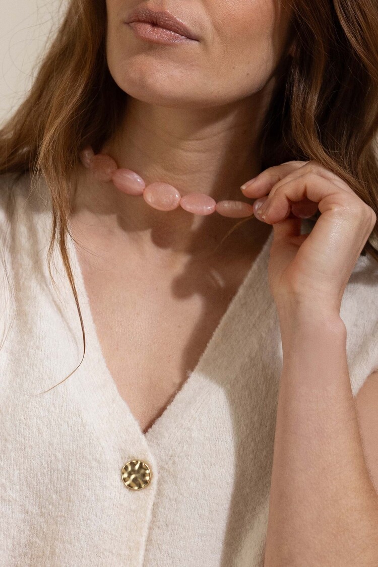 Zusss Zusss | Ketting van platte kralen roze