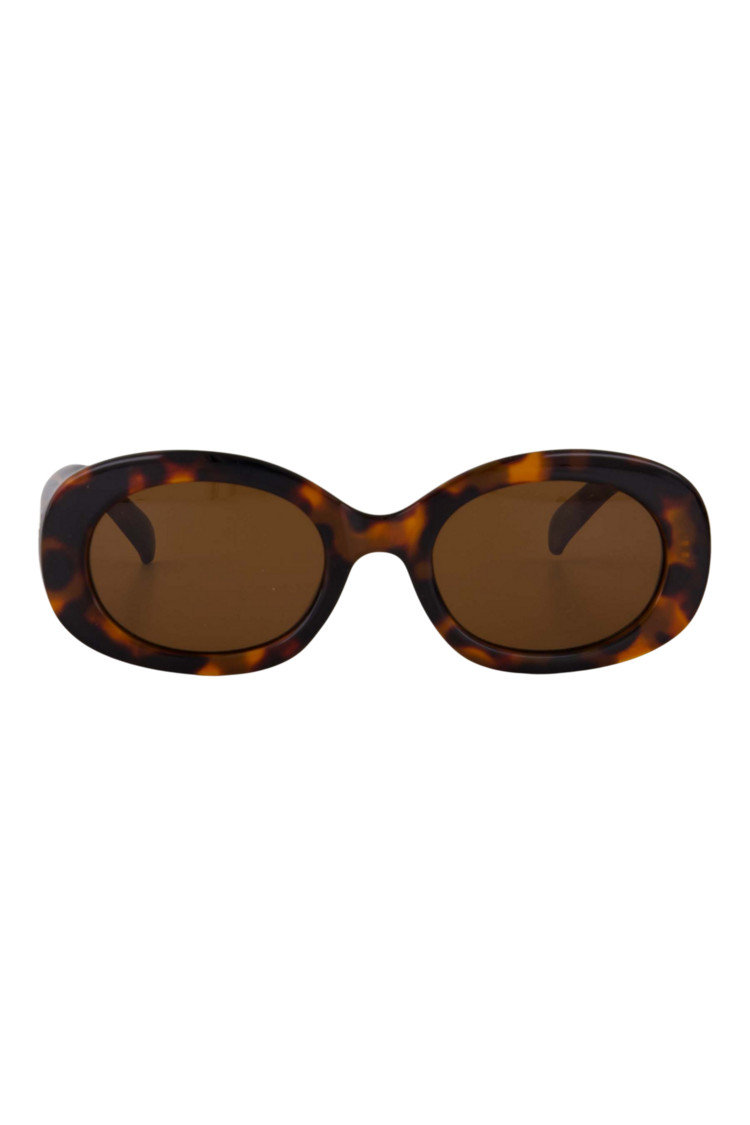 Zusss Zusss | Ovalen zonnebril met panter print incl koker bruin