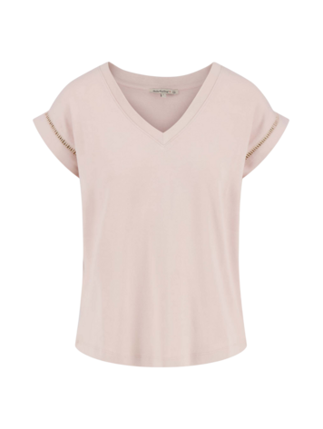 Zusss Zusss | T-shirt met opengewerkt detail soft pink