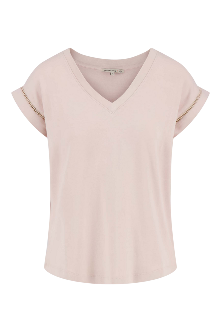 Zusss Zusss | T-shirt met opengewerkt detail soft pink