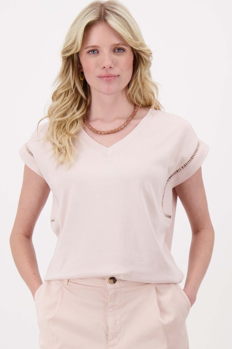 Zusss Zusss | T-shirt met opengewerkt detail soft pink