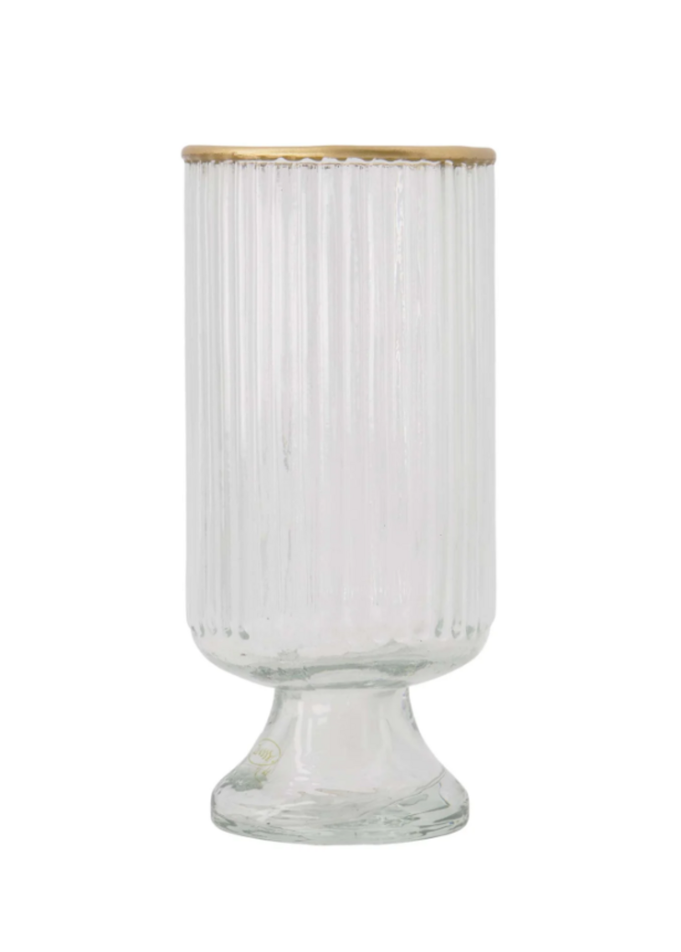 Zusss Zusss | Tafelvaas s op voet glas ribbel