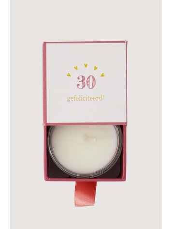 Zusss Zusss | Geurkaars glas in doosje 30 gefeliciteerd wit/roze wit / roze