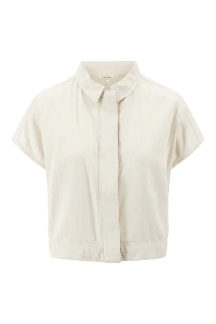 Zusss Zusss | Boxy streep jasje in linnen