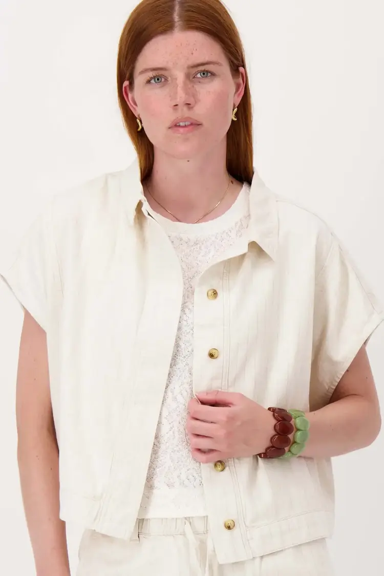 Zusss Zusss | Boxy streep jasje in linnen